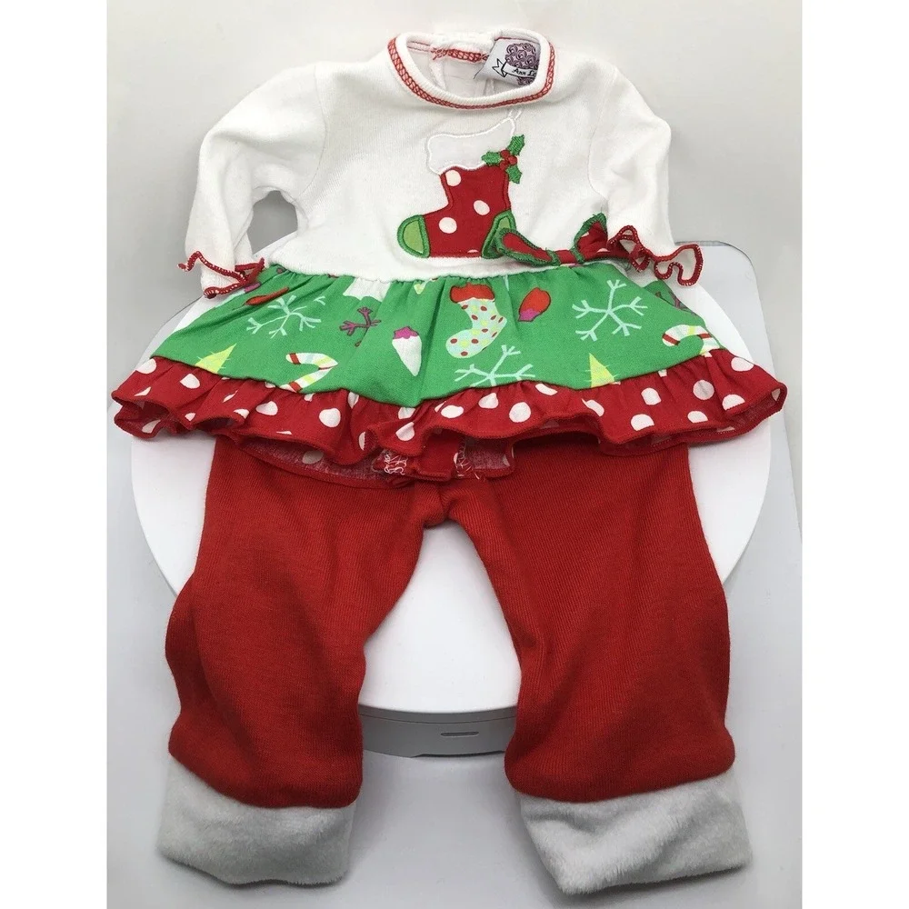Doll‎ Size Holiday Outfit Top Pants Ruffles Fits 18